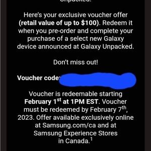 Samsung Unpacked 2023 Vouchers.